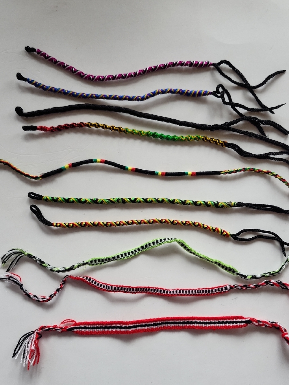 10 Handmade Colorful Woven Braided Friendship Bracelets - Assorted Colors